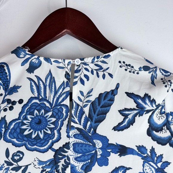 Big Girl’s Junior Blue Floral Dress Ruffles Size 13/14  Preppy Church Modest XL - Picture 7 of 7